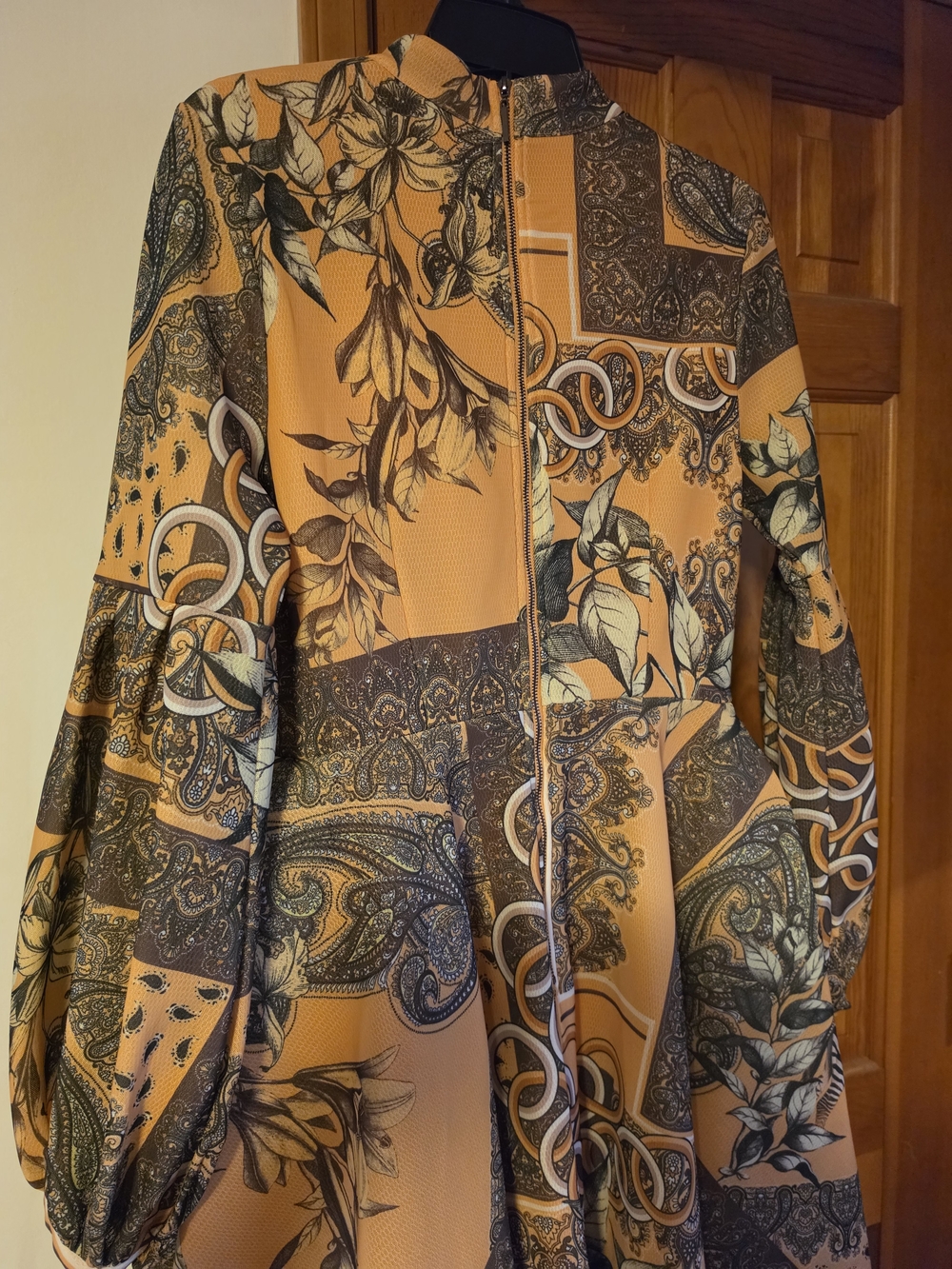 AKIRA Mustard Yellow & Brown Paisley High-Low Dress Size M - Picture 16 of 16